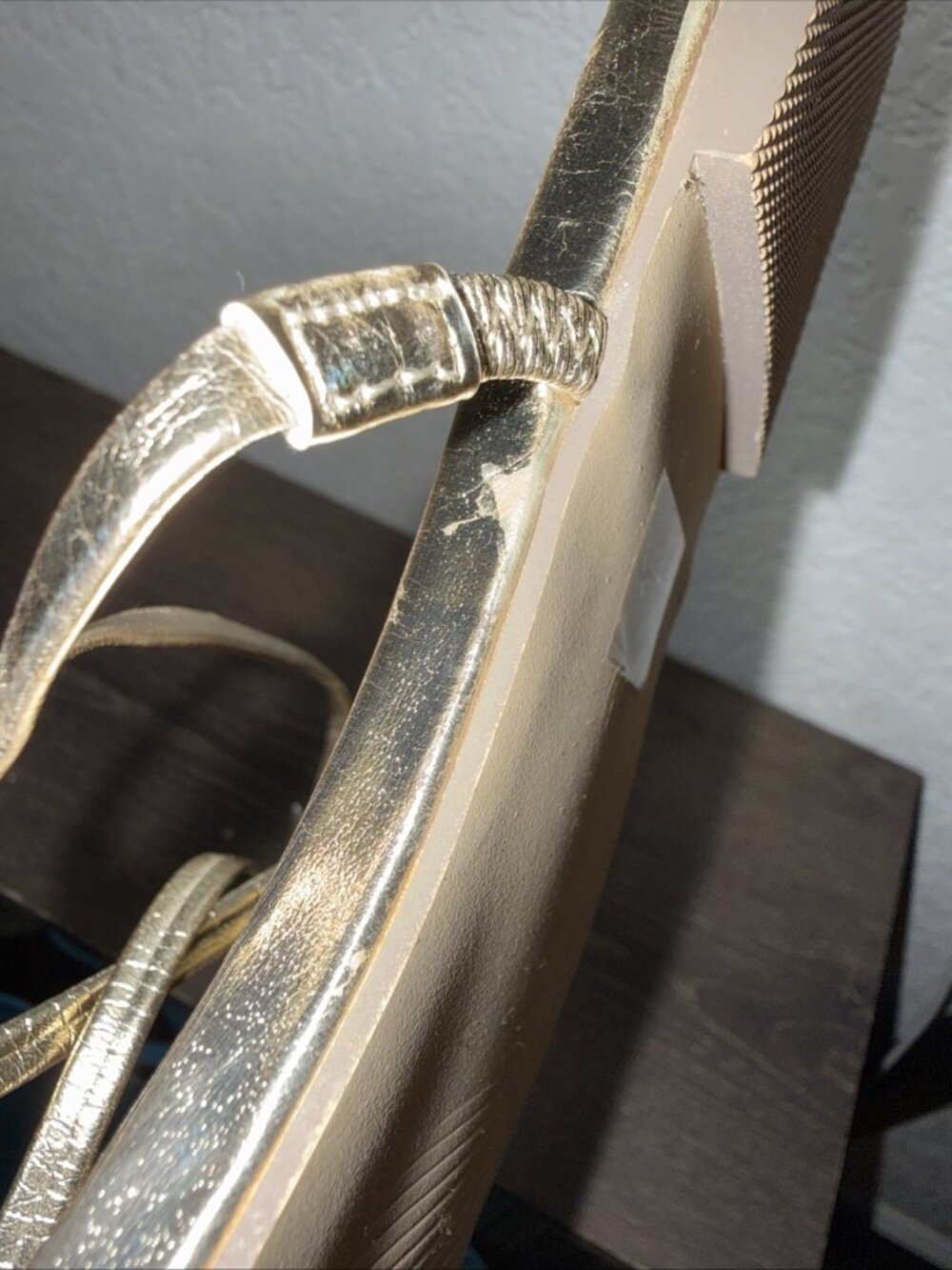 Joie Flat Glory Sandals Women 9m Gold Metallic Leather Strappy NEW Square Toe - Picture 11 of 11